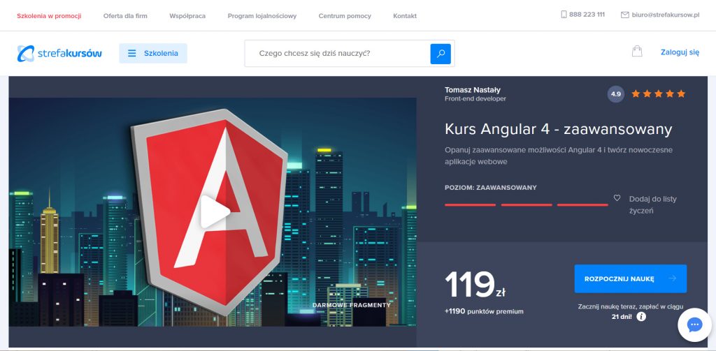 Strefa Kursow - Kurs Angular 4 - zaawansowany