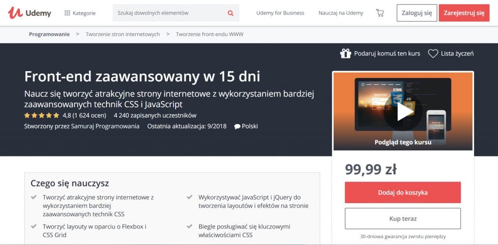 Udemy - Front End zaawansowany w 15 dni